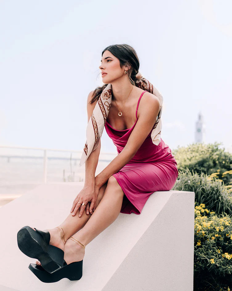 Collier à pendentif anneau doré Domeo - Dôme sculpté et fini or 18K