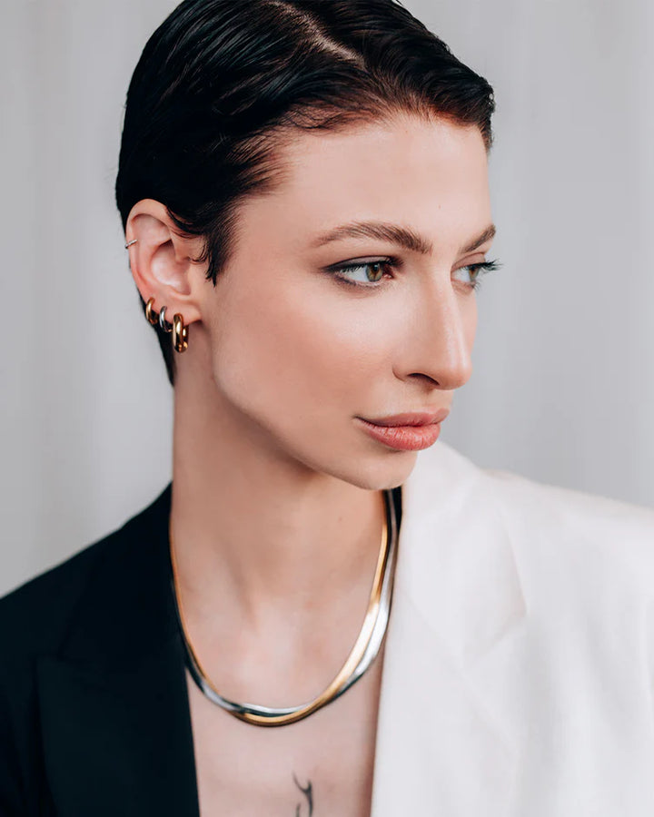 Boucles d'oreilles mini anneaux argentés Huguette - En acier inoxydable pur