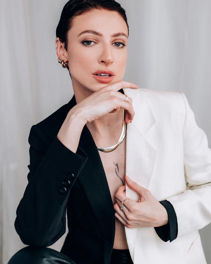 Boucles d'oreilles anneaux épais dorés Hugues - En acier inoxydable fini or 18K