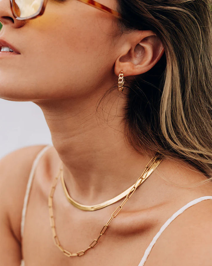 Collier à chaîne serpent large Cobra - En acier inoxydable de 6 mm fini or 18K