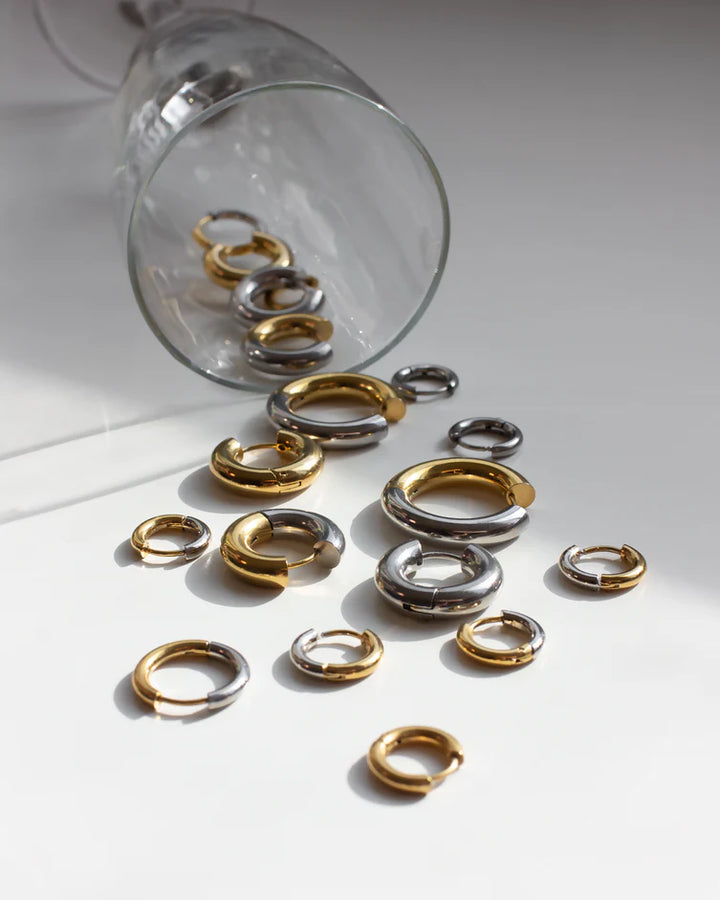 Boucles d'oreilles anneaux épais bicolores Hugues - En acier inoxydable