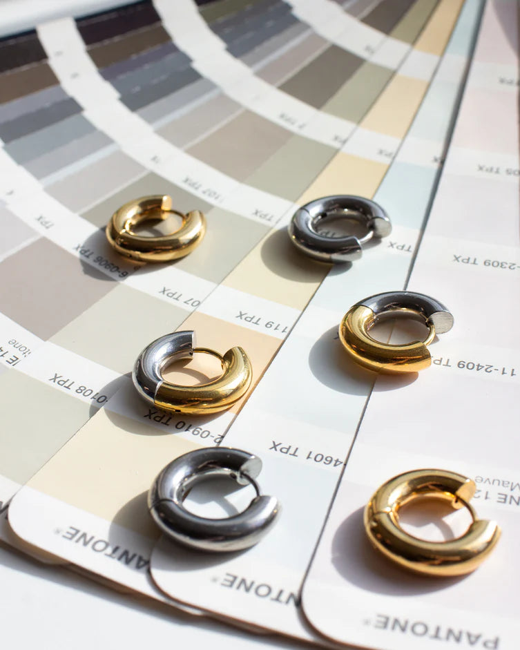 Boucles d'oreilles anneaux épais argentés Hugues - En acier inoxydable