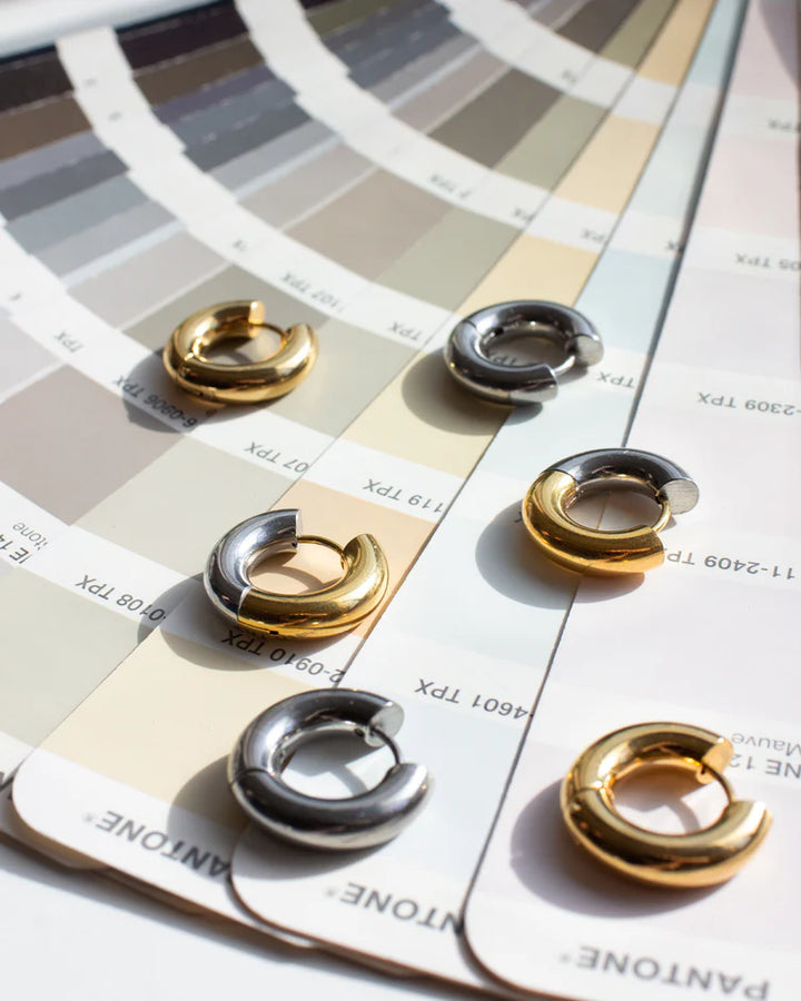 Boucles d'oreilles anneaux épais dorés Hugues - En acier inoxydable fini or 18K