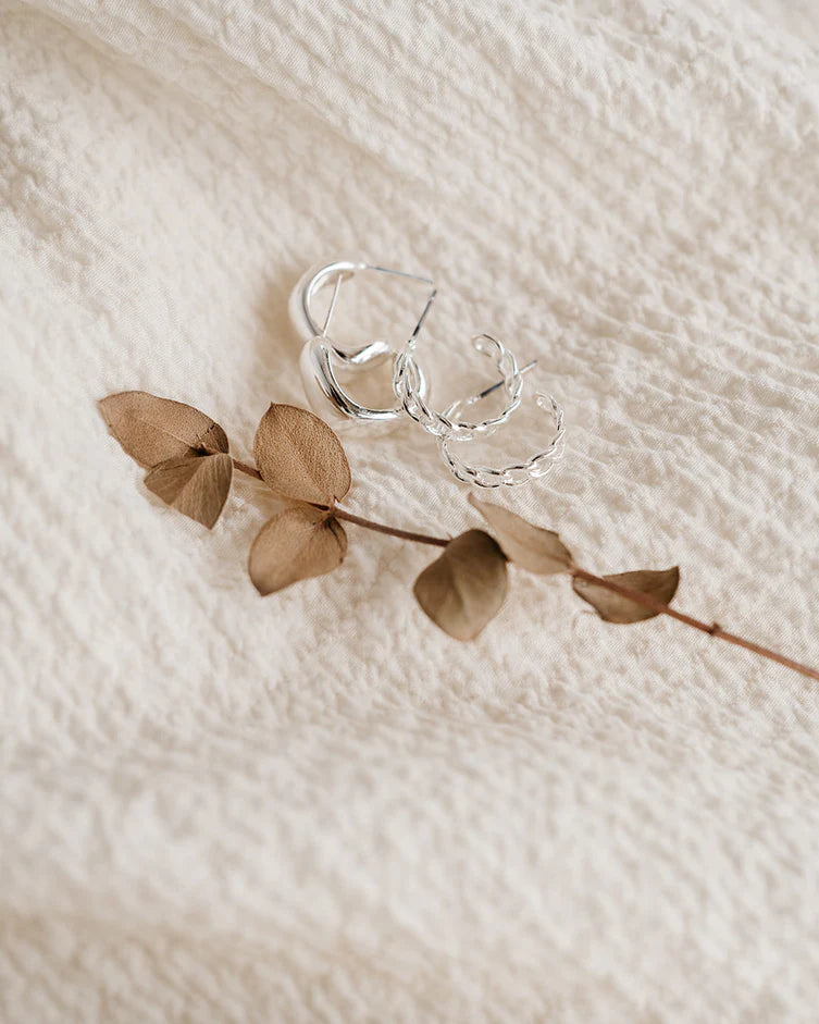 Boucles d'oreilles anneaux bombés argentés Manon - En acier inoxydable