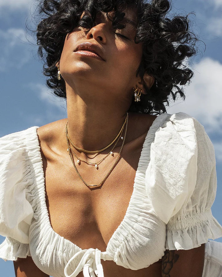 Collier à chaîne serpent Snake - Ras-du-cou fluide en acier inoxydable fini or 18K