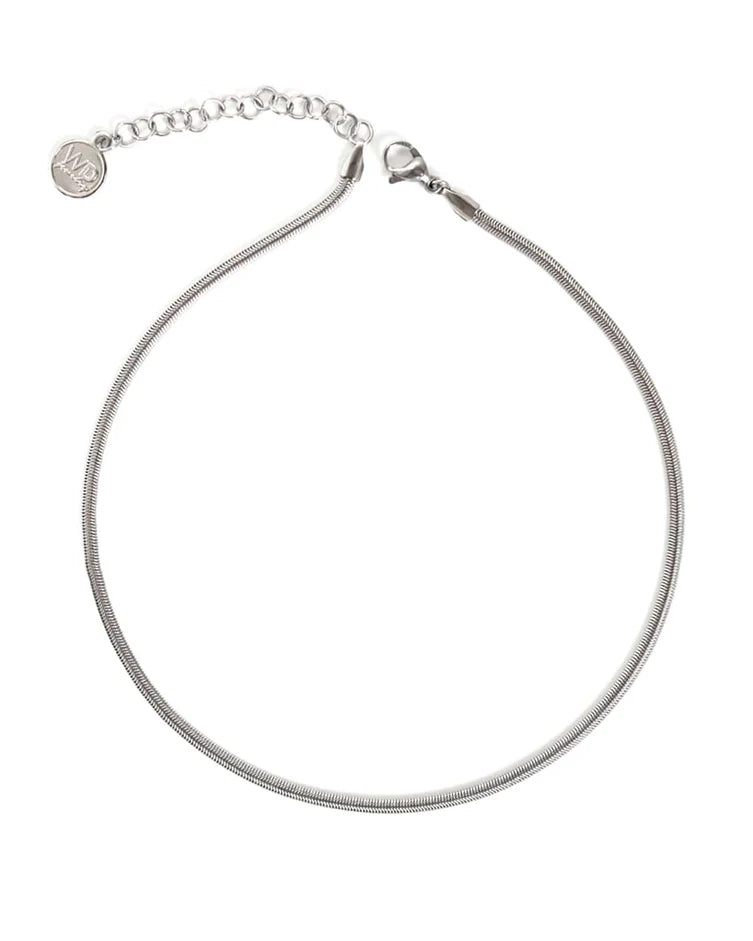 Collier à chaîne serpent Snake - Ras-du-cou fluide en acier inoxydable fini argent