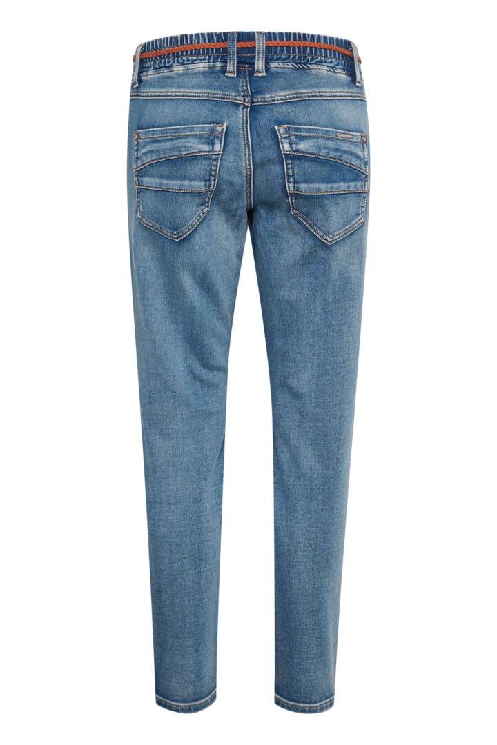 Pantalon jeans avec taille élastique et ceinture