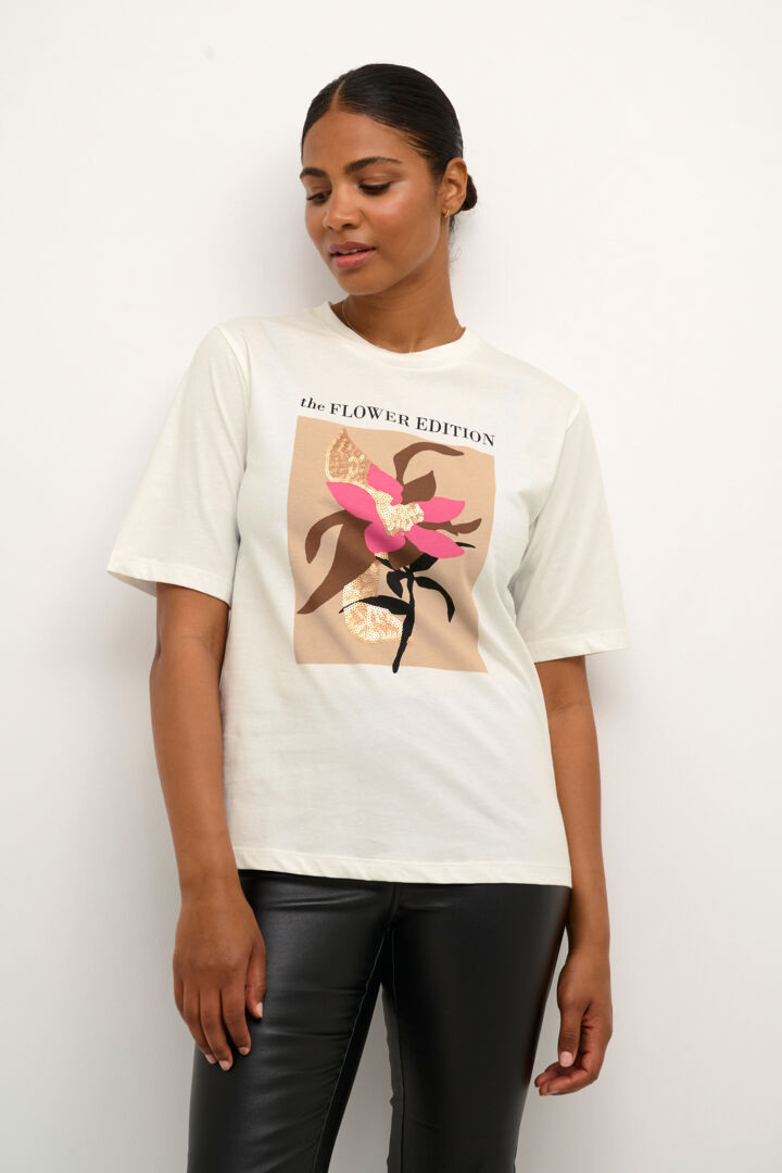 T-shirt de coton à motif fleur