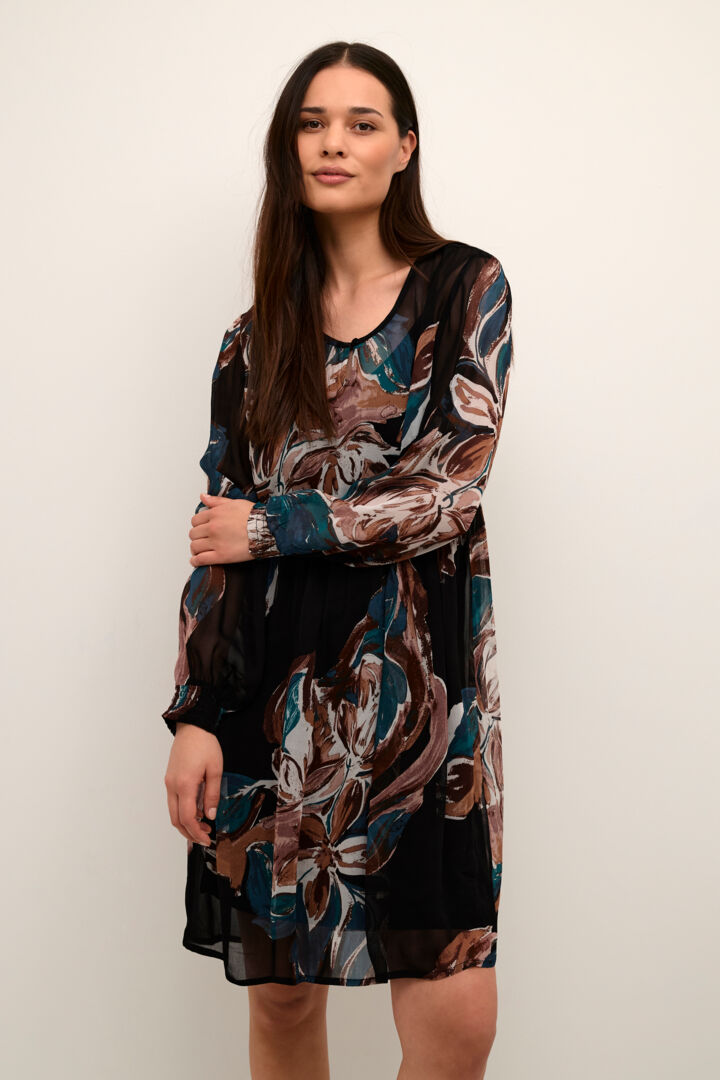 Robe fluide à motif floral abstrait