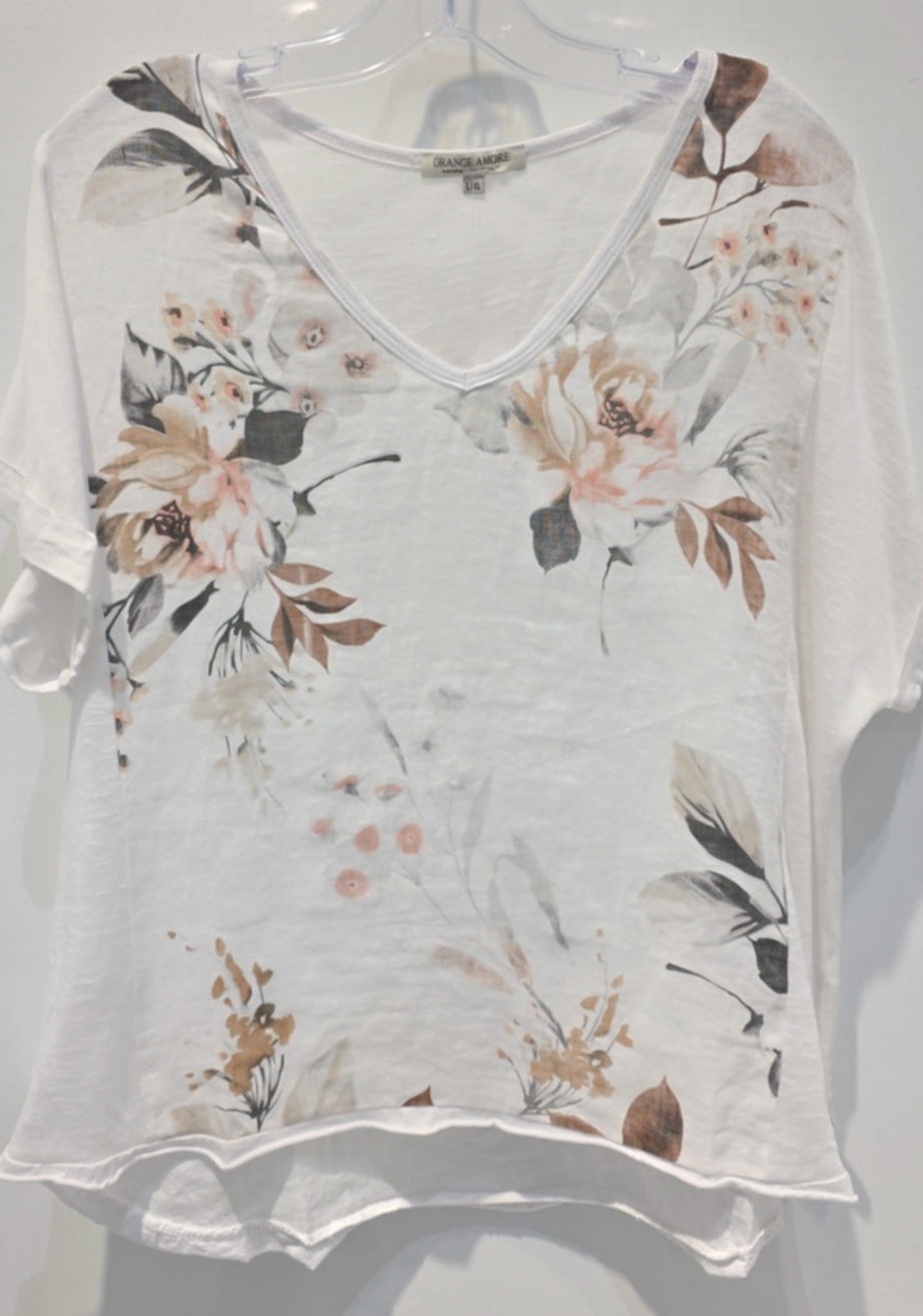Haut floral délavé Sylvie – 100% lin