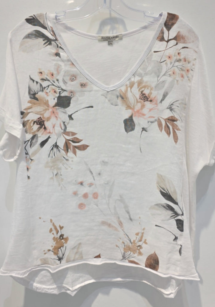 Haut floral délavé Sylvie – 100% lin