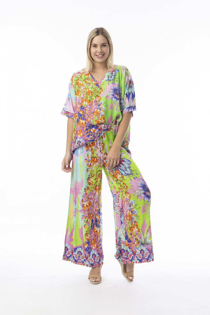 Pantalon large à imprimé vibrant