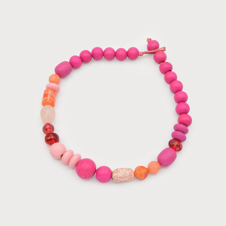 Collier à billes de verre, époxy et bois coloré - Ajustement confortable