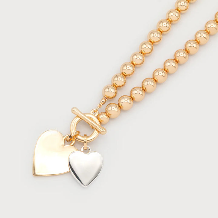 Collier coeur chaîne en billes