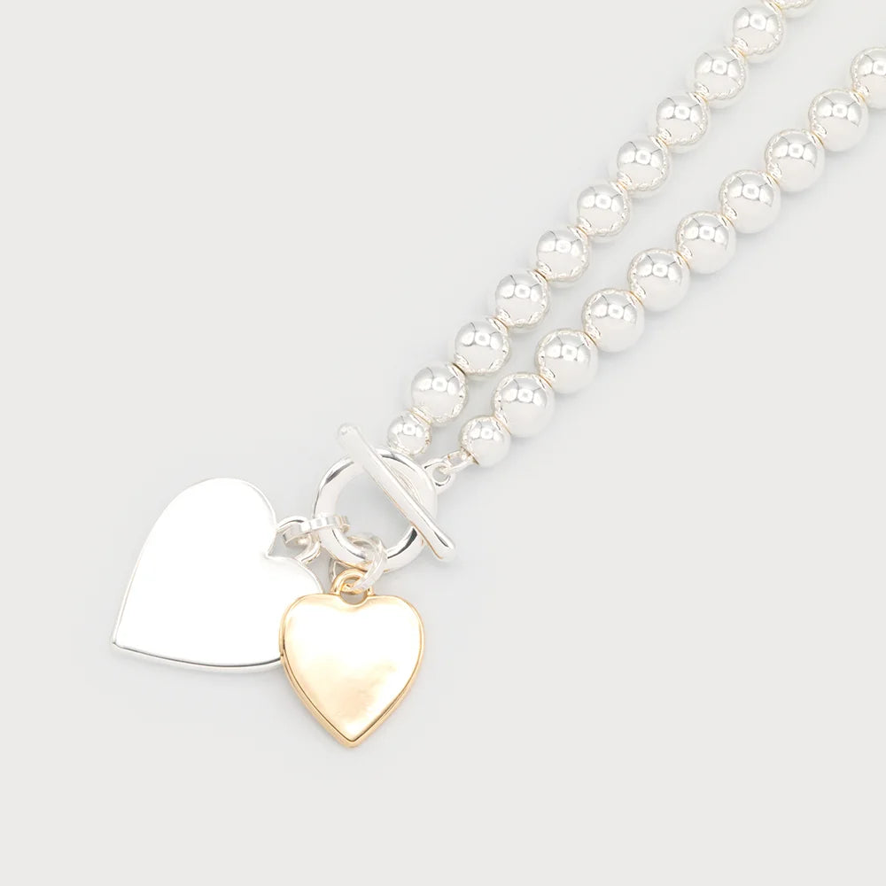 Collier coeur chaîne en billes