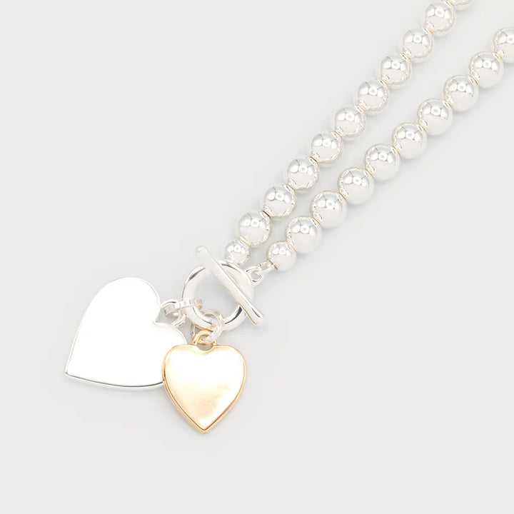 Collier coeur chaîne en billes