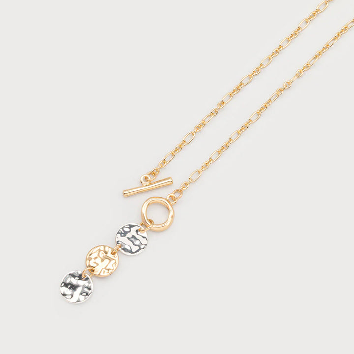 Collier pendentif martelé avec fermoir T-bar