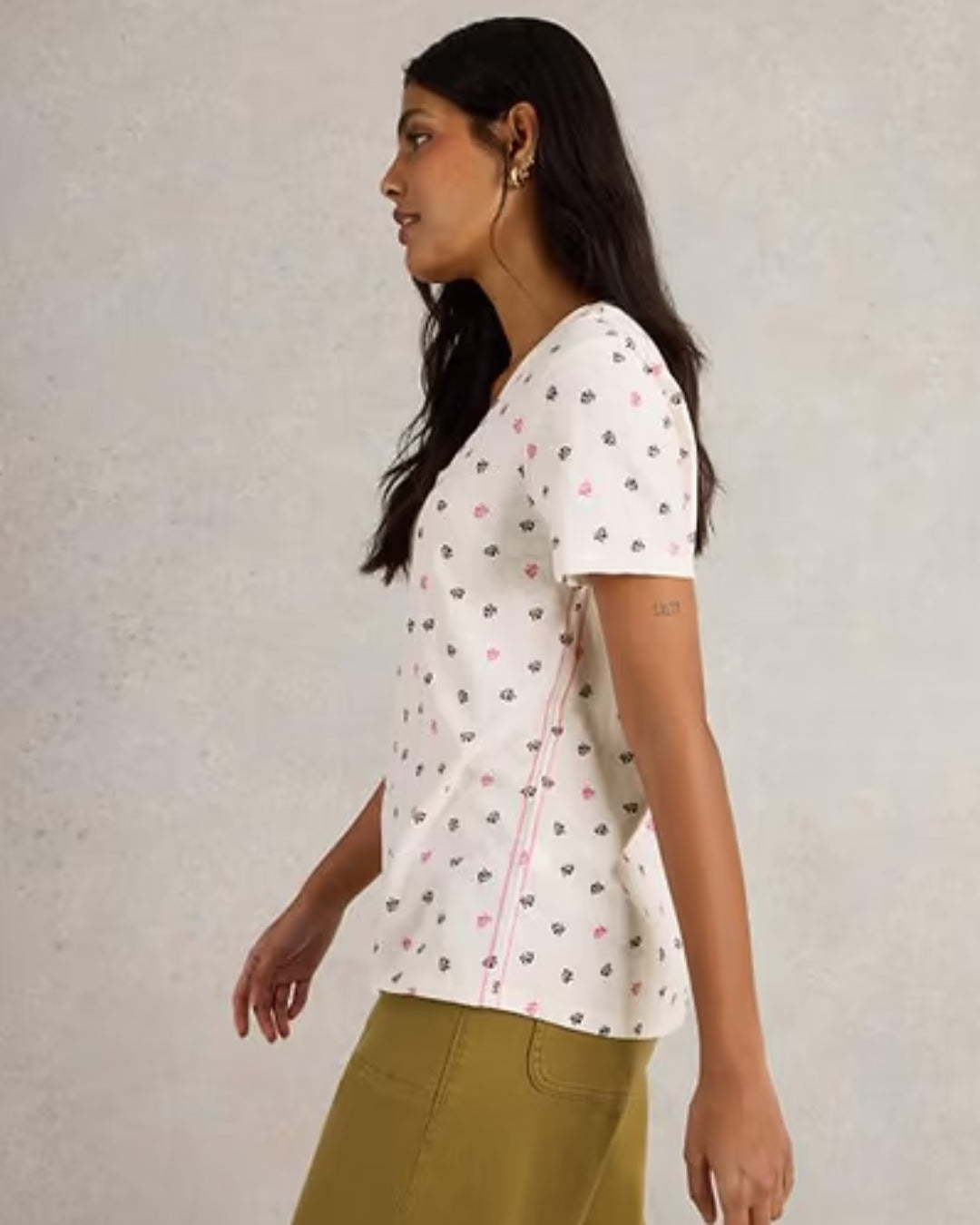 T-shirt avec un col rond et des boutons Nadia