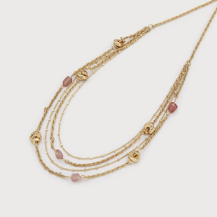 Collier multi-chaînes à ajustement - Pierres naturelles
