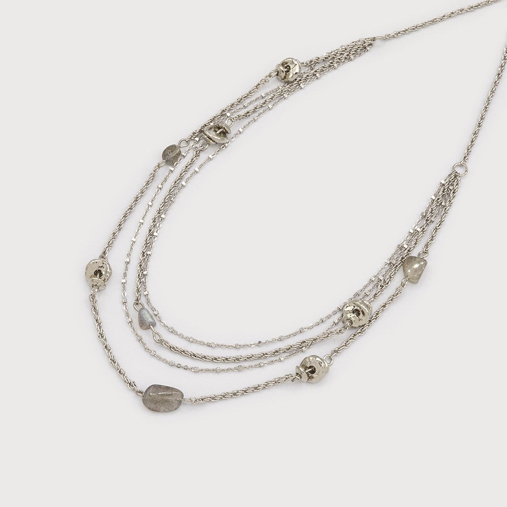 Collier multi-chaînes à ajustement - Pierres naturelles