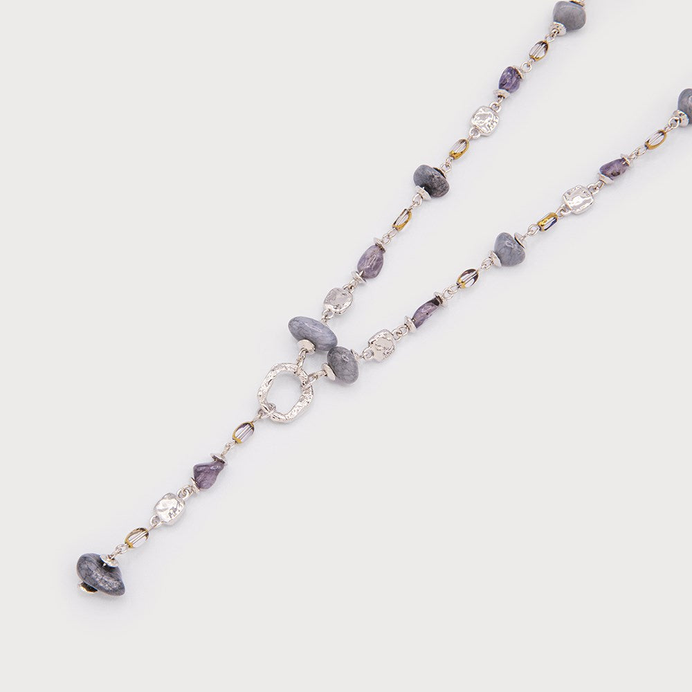 Collier style chapelet à pierres naturelles – Finition or ou argent