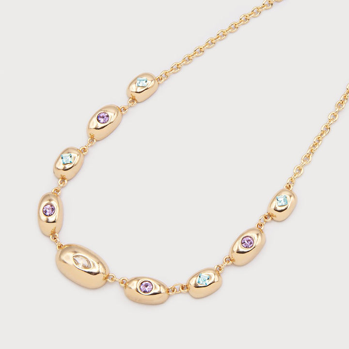 Collier maillons ovales à pierres brillantes - Chaîne fine
