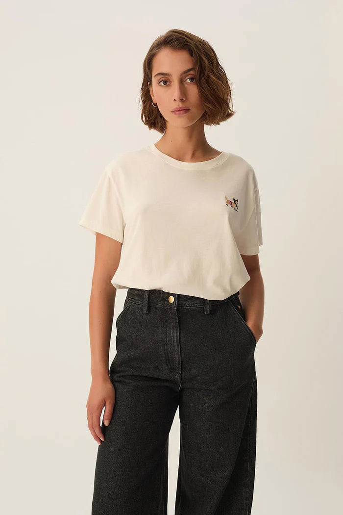 T-shirt droit avec broderie corgis