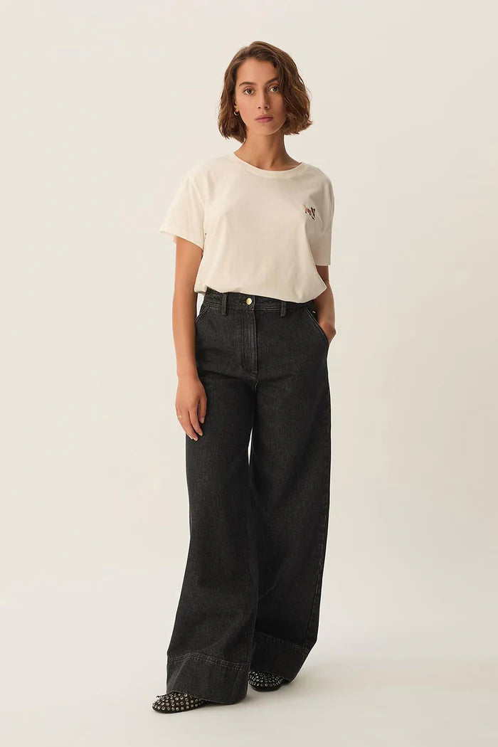 T-shirt droit avec broderie corgis