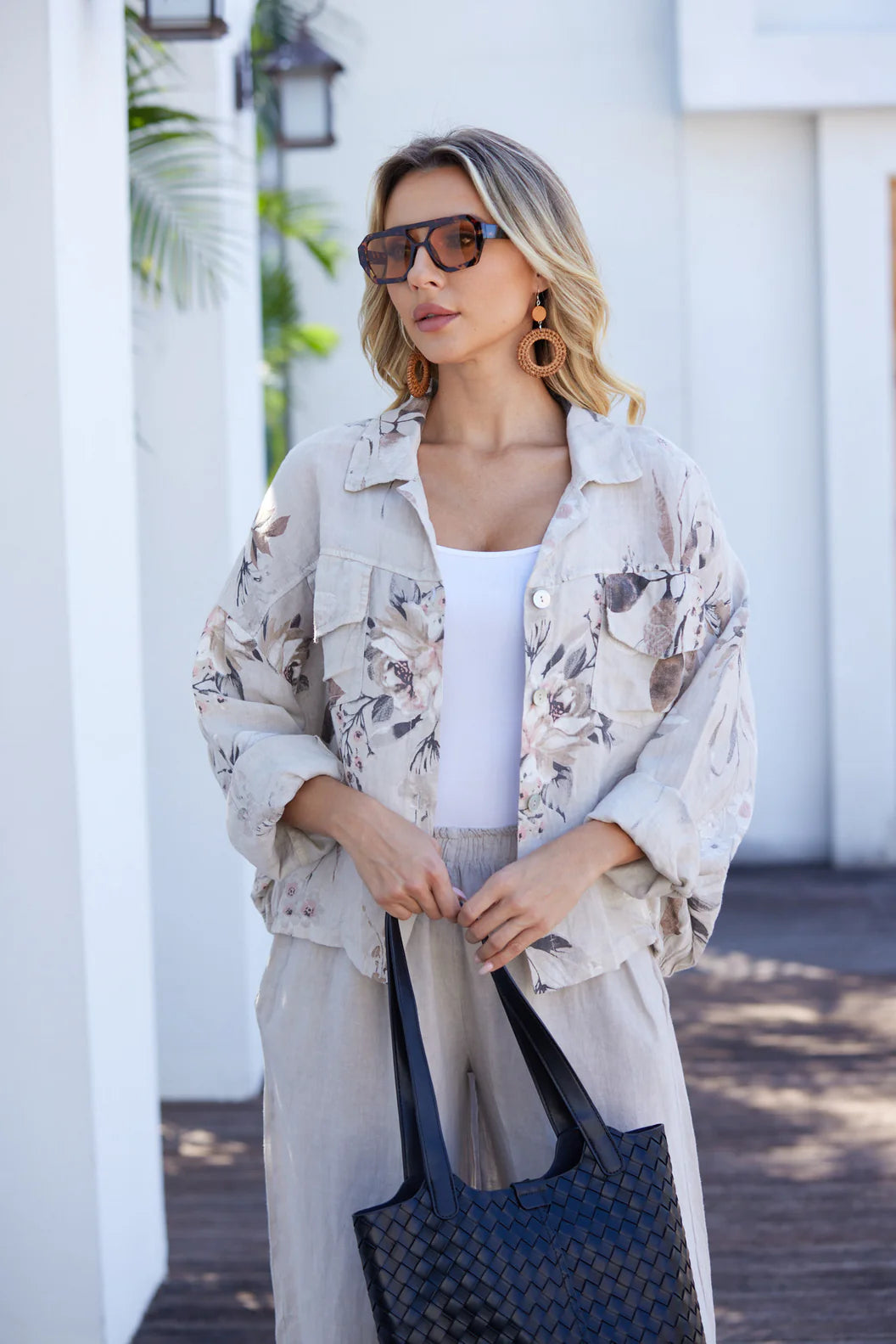 Veste imprimée de feuilles Sylvie – jacket confortable