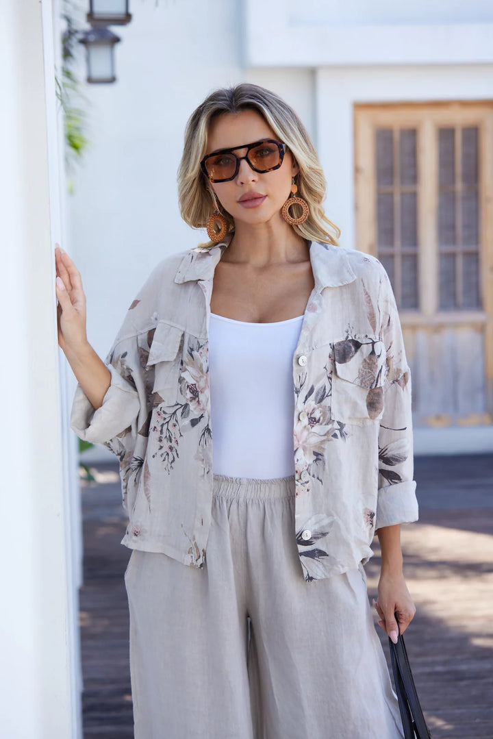 Veste imprimée de feuilles Sylvie – jacket confortable