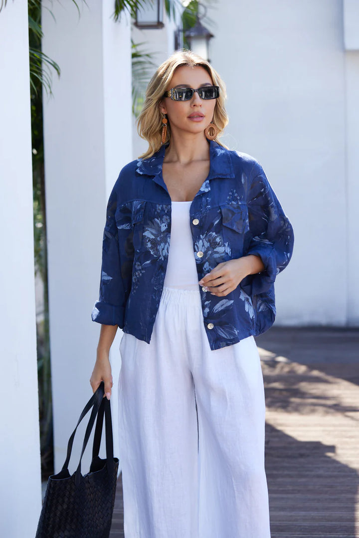 Veste imprimée de feuilles Sylvie – jacket confortable