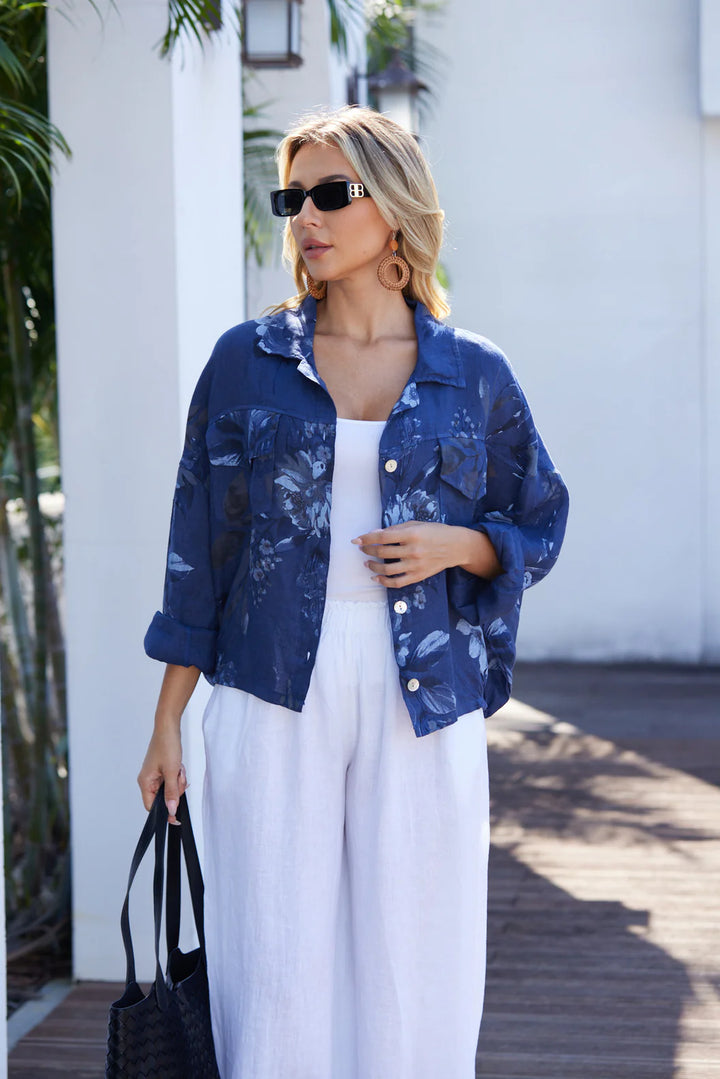 Veste imprimée de feuilles Sylvie – jacket confortable