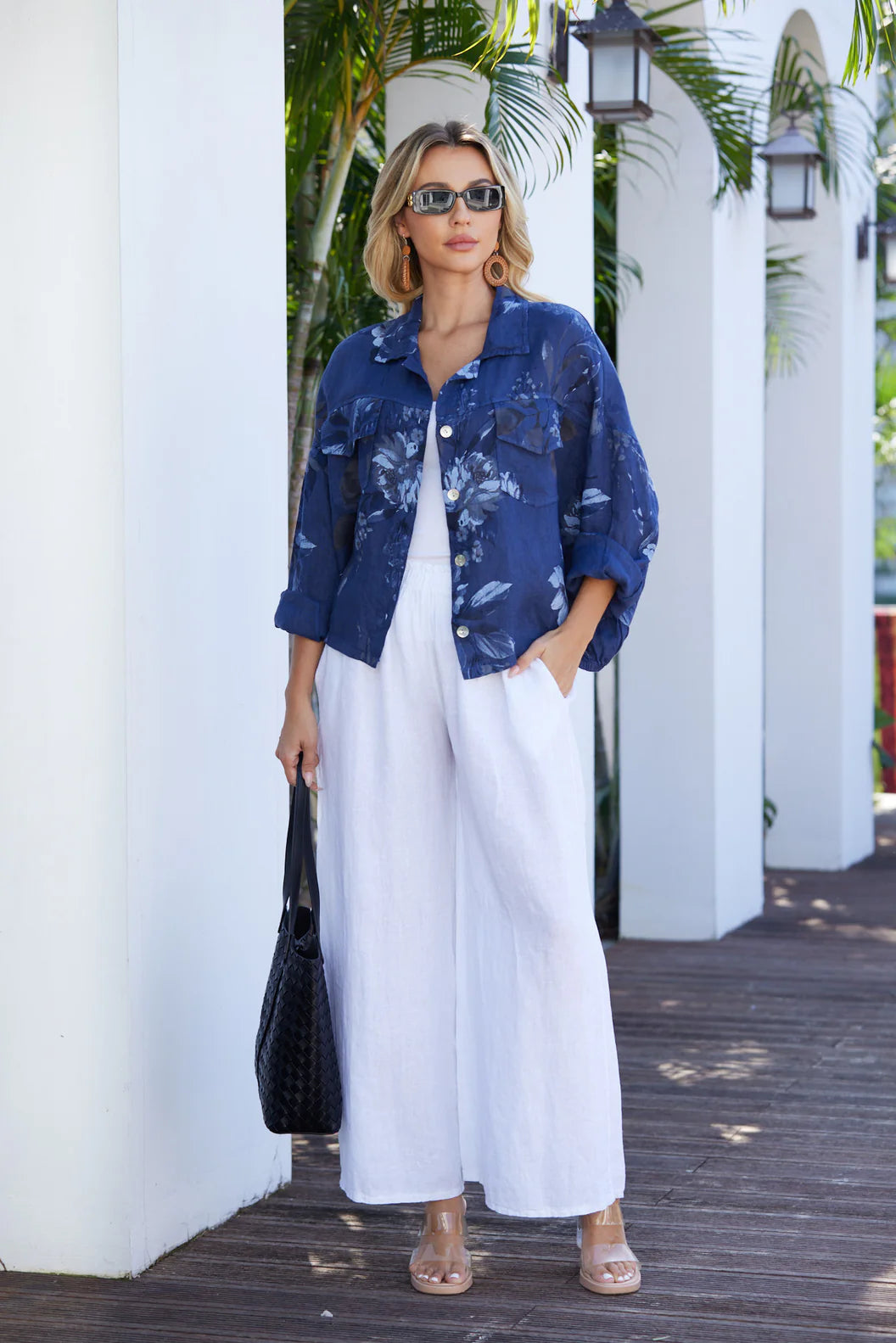 Veste imprimée de feuilles Sylvie – jacket confortable