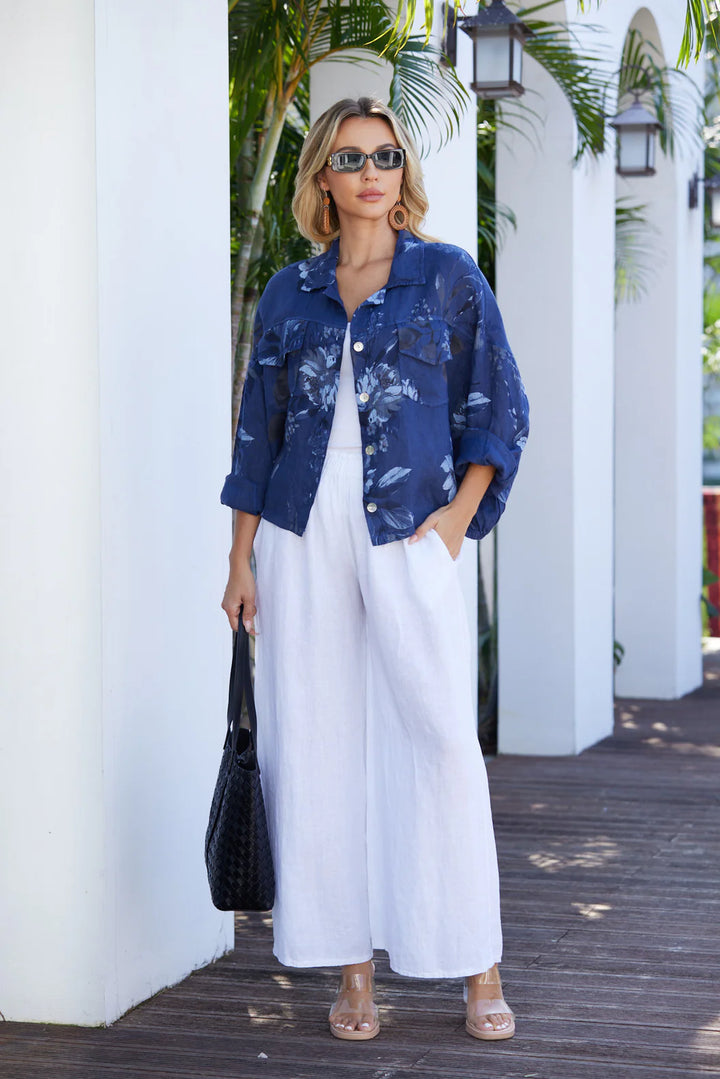 Veste imprimée de feuilles Sylvie – jacket confortable