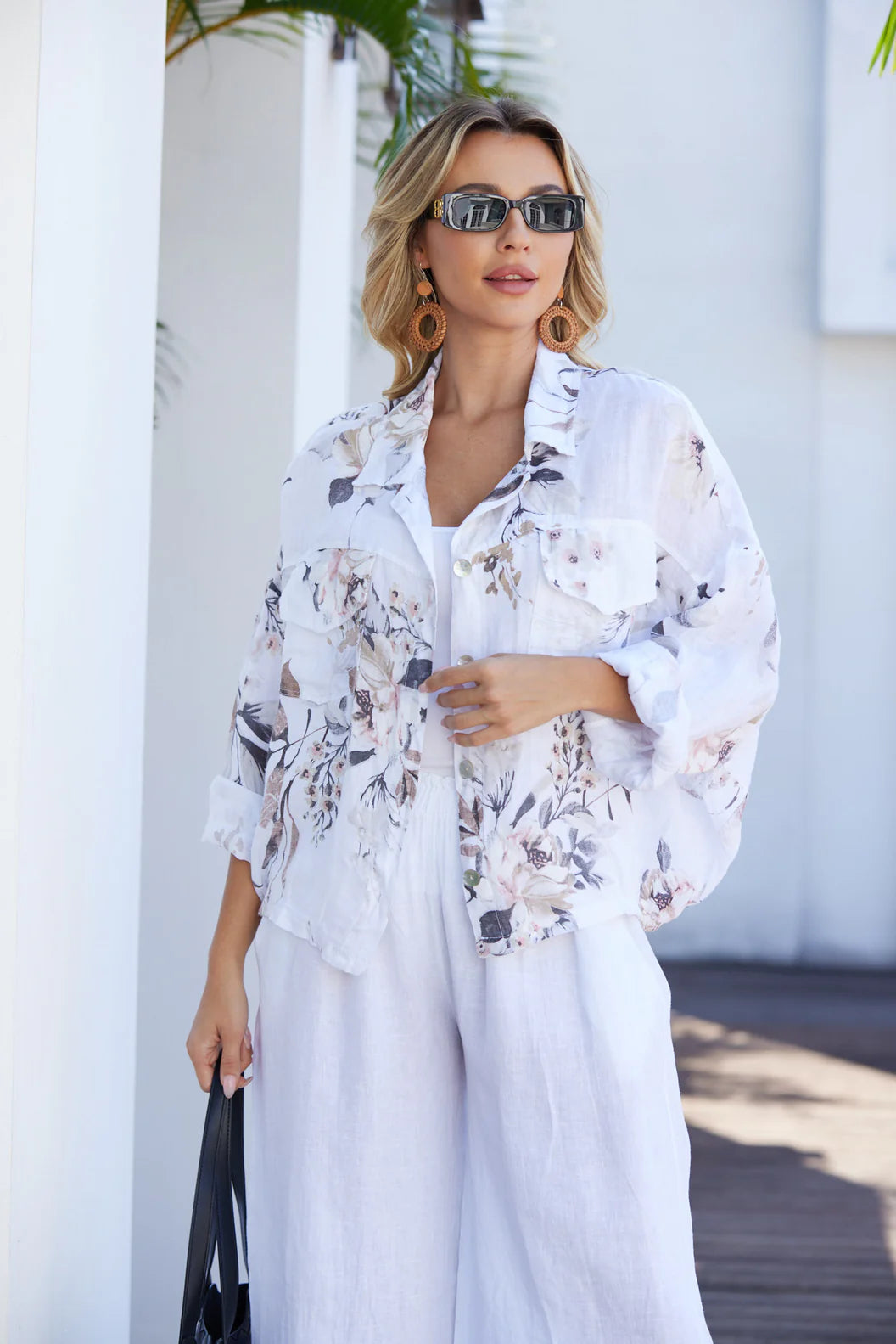 Veste imprimée de feuilles Sylvie – jacket confortable