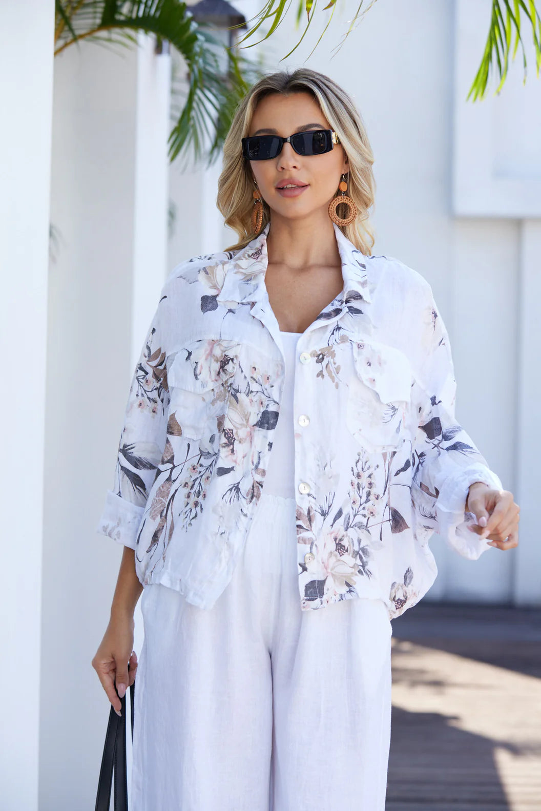 Veste imprimée de feuilles Sylvie – jacket confortable