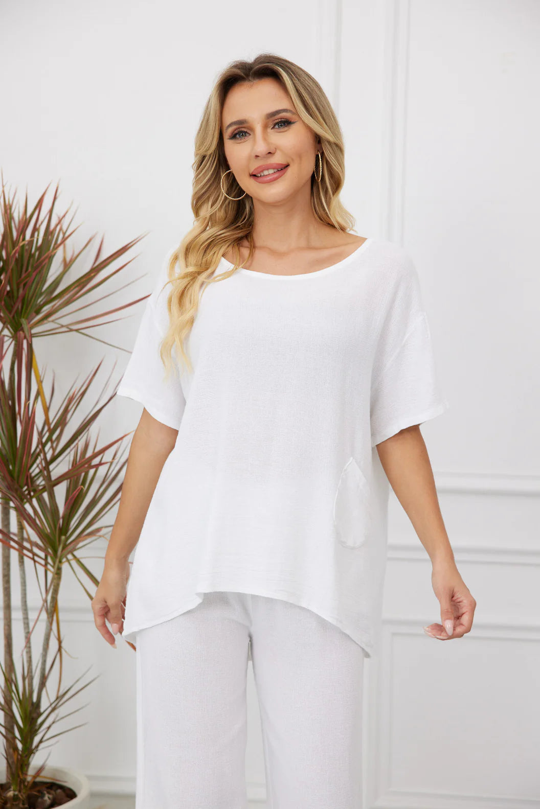 Blouse en mélange lin coton Hazel – dos boutonné