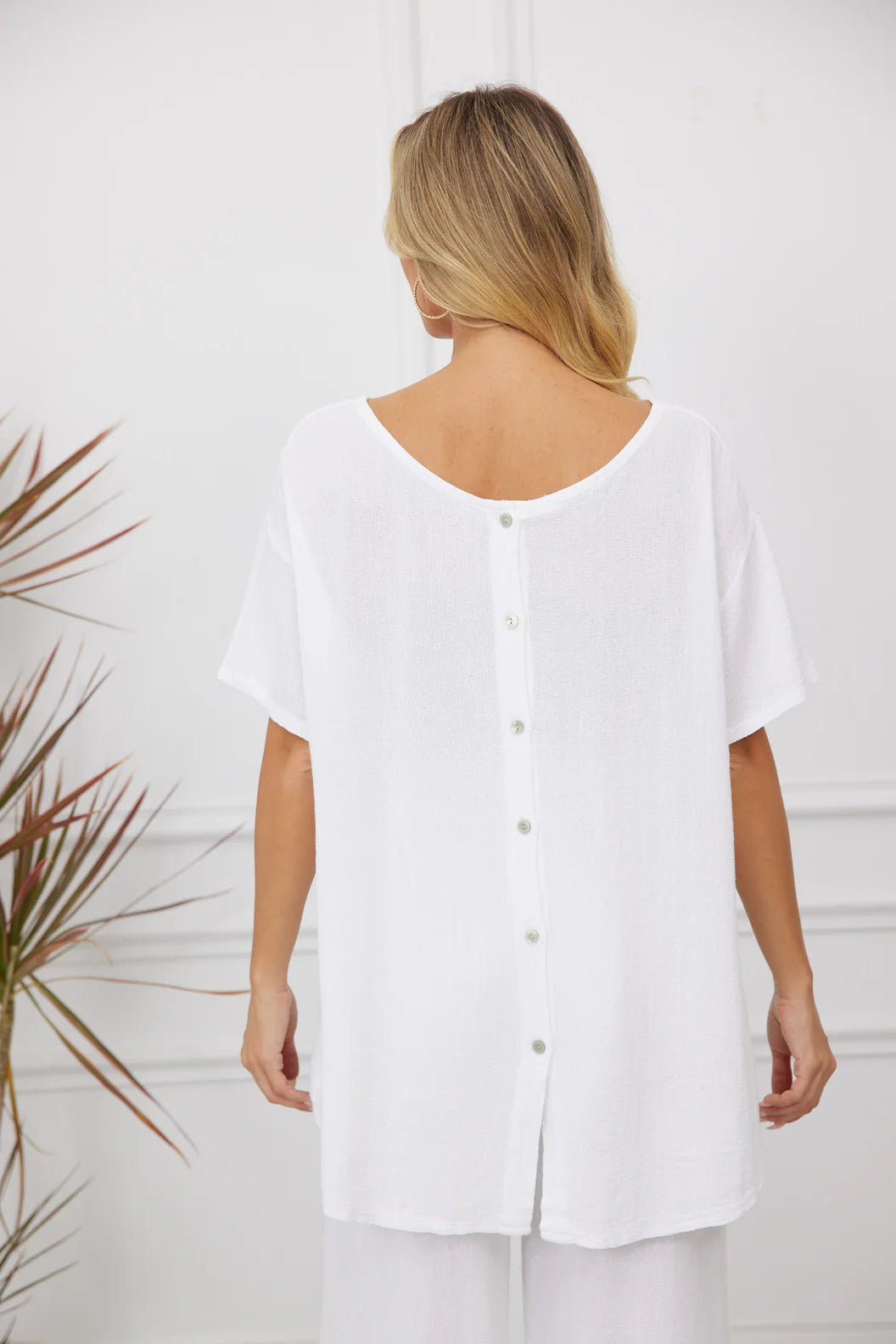 Blouse en mélange lin coton Hazel – dos boutonné