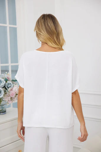 T-shirt cœur en lin coton Hazel – coupe décontractée