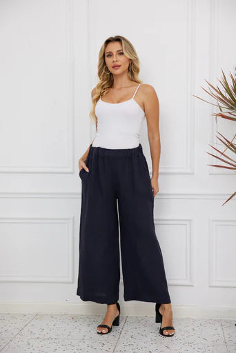 Pantalon taille élastique Celia – silhouette soignée et confort extensible