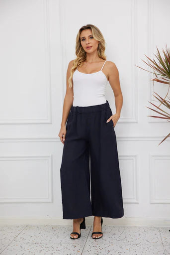 Pantalon taille élastique Celia – silhouette soignée et confort extensible