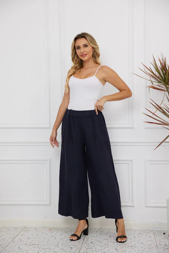 Pantalon taille élastique Celia – silhouette soignée et confort extensible