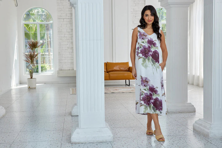 Robe fluide imprimée florale Breeze – lien au dos