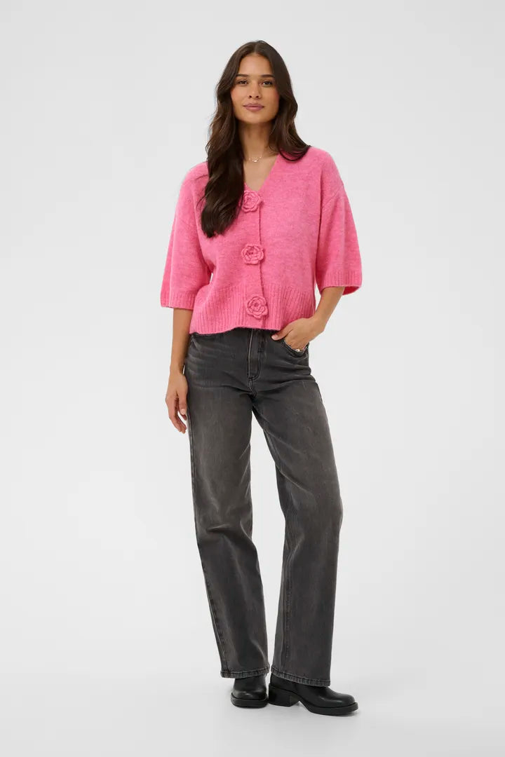 Cardigan avec boutons en fleurs
