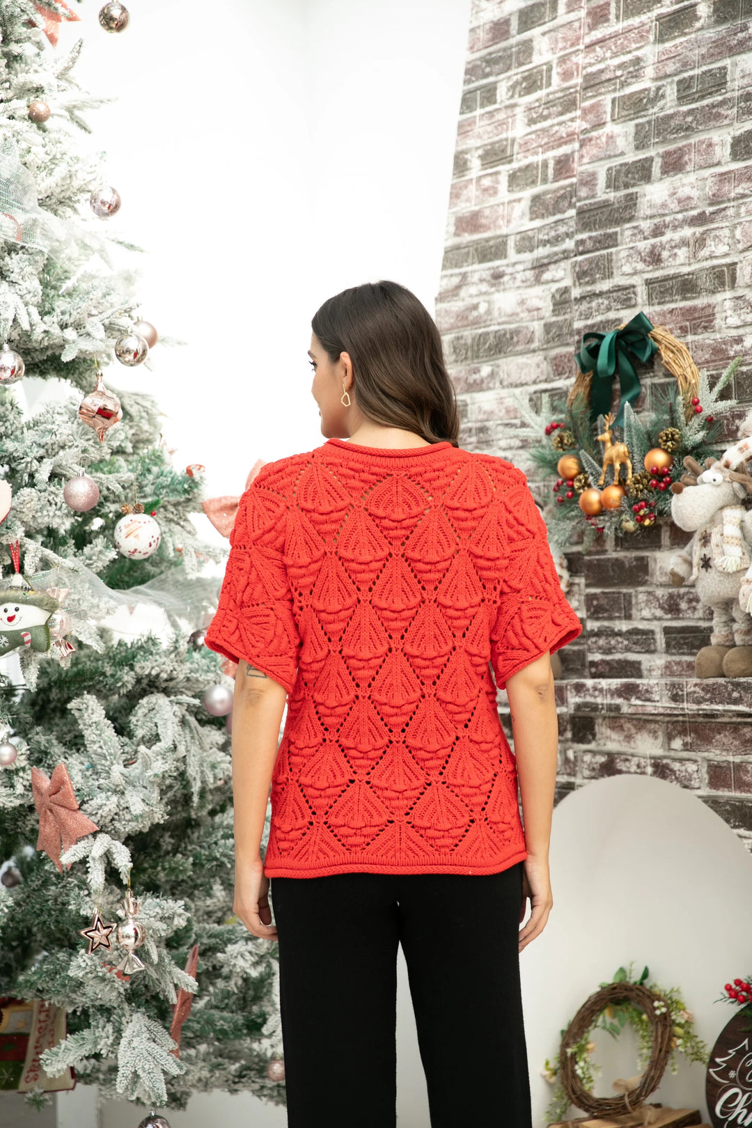 Pull en maille pointelle à motifs losanges