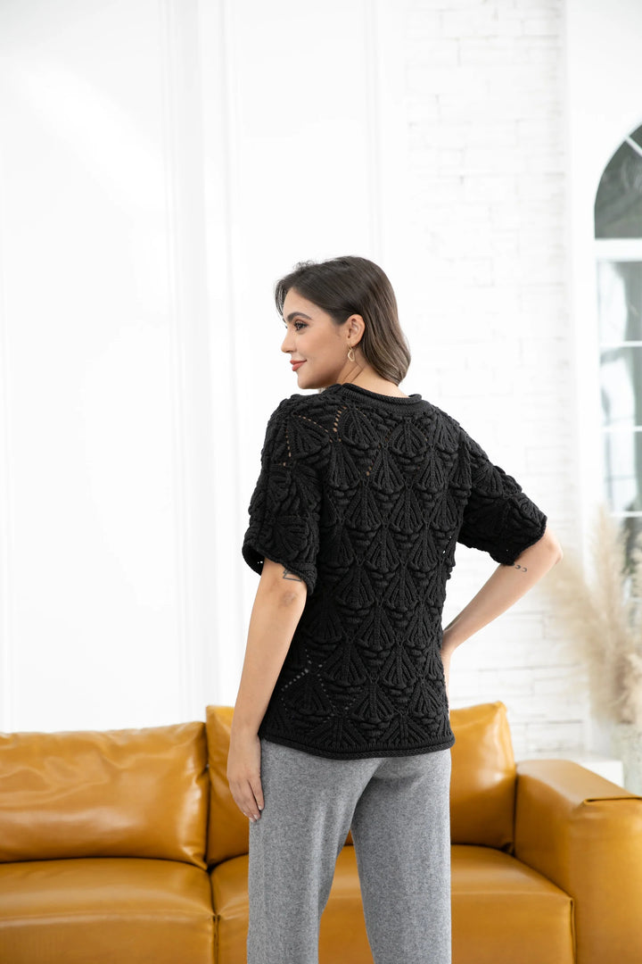 Pull en maille pointelle à motifs losanges