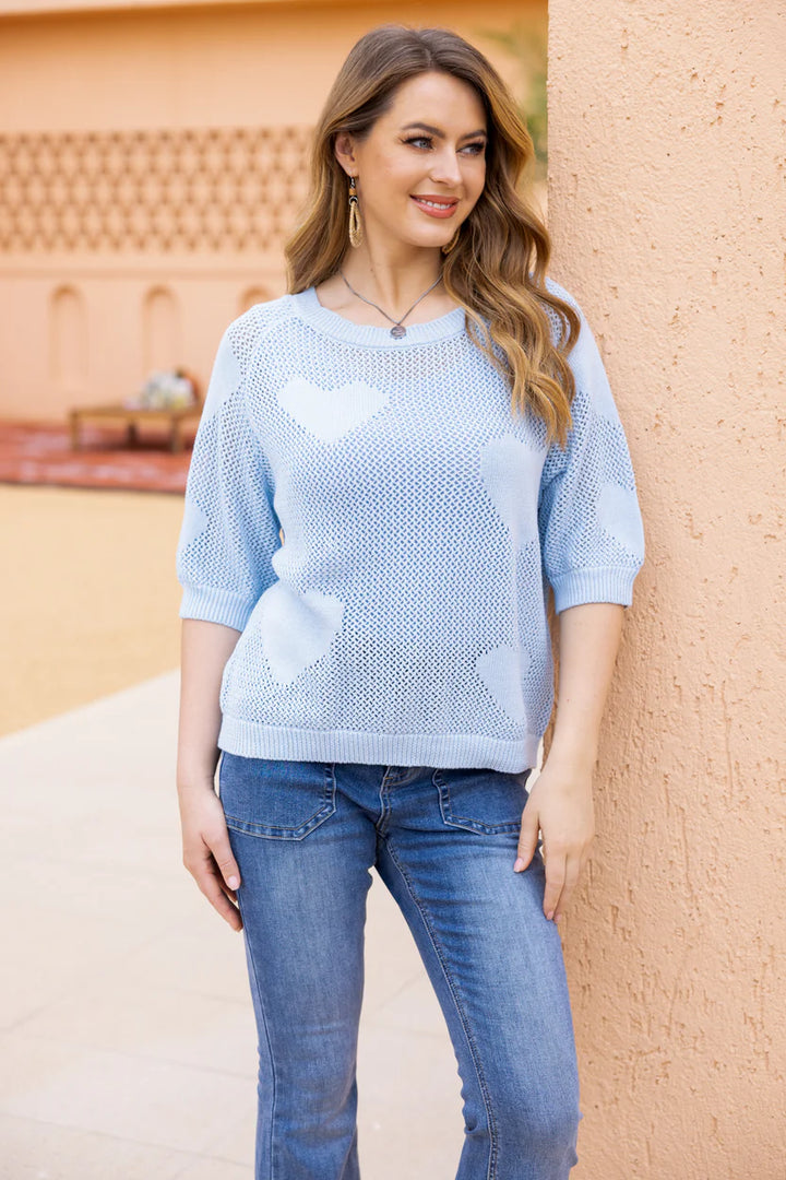 Haut en crochet Heartloom – Tricot ajouré à motifs cœurs