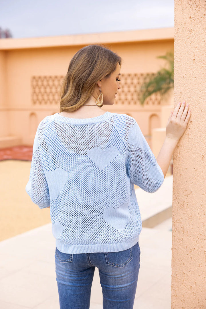 Haut en crochet Heartloom – Tricot ajouré à motifs cœurs