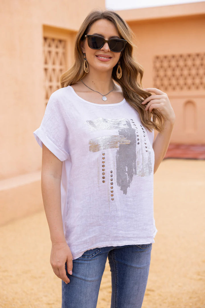 Chandail aux accents or et argent - Coupe décontractée