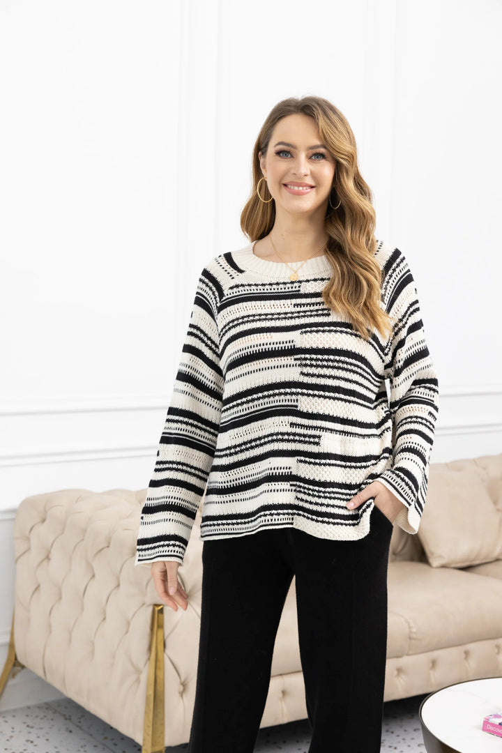 Chandail en maille coton bicolore